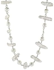 Sterling Silver Pearl Necklace 8 mm and 25 mm Freshwater, 18 inch long