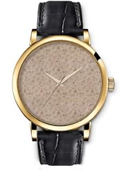 SPRAWL Aanalog Fashion Series Gold Ladies Watches of Genuine Black Leather Strap,Unique Wrist Watch for Women Girls Designed with Floral purer background