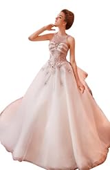 Chiffon/Taffeta/Tulle Lace Open-Back Applique Crystal Beaded Crystals  Dress
