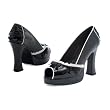4 Inch Chunky Heel Black Peep Toe Pumps Sexy High Heel Shoes Lace Bow