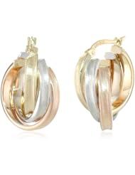14k Tri-Color Gold Hoop Earrings