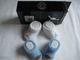 Nike Air Jordan Booties Baby Infant 3-6 Months, White and Light Blue Sock Set of 2.