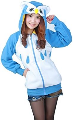 Mwfshop Unisex Cosplay Costumes Plush Animal Pajamas Onesie Hoodie Suits Jacket Owl Size L
