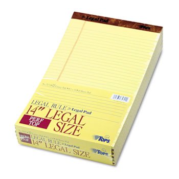 TOPS 7572 - Perforated Pads, Legal Rule, Legal, Canary, 50 Sheet Pads, Dozen-TOP7572 TOPS 7572 - Perforated Pads, Legal Rule, Legal, Canary, 50 Sheet Pads, Dozen-TOP7572
