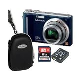 Panasonic Lumix DMC-TZ7 Blau (kein Grauimport) inkl: 2xAkku, 1x Hardschalentasche Schwarz, 8GB SDHC Klasse 6 Speichercard, 1xDisplayschutz