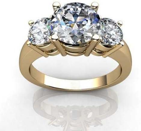 Diamond Wedding Ring, 0.60 Ct Round Cut, D Color, VS1 Clarity, 14k Yellow Gold (Size: 3)