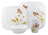 Corelle Square Vitrelle 16 Piece Dinnerware Set, Autumn Berries