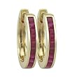 14K Yellow Gold 1 2/3 ct. Square Shaped Ruby Huggie Earrings