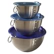 Stainless Steel Mixing Bowls Set of 3 with Blue Lids
