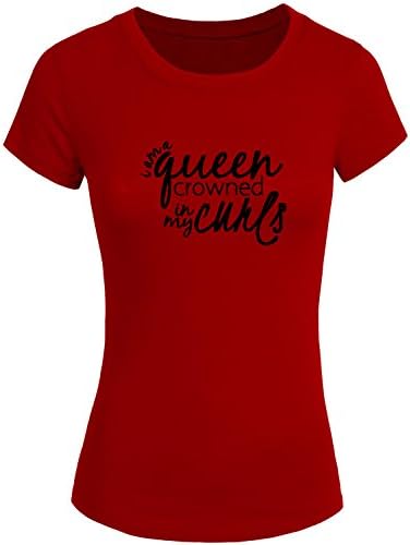 Cherlly Womens Curls Length Check Fashion Custom Short Sleeve Shirt X-Large Maroon