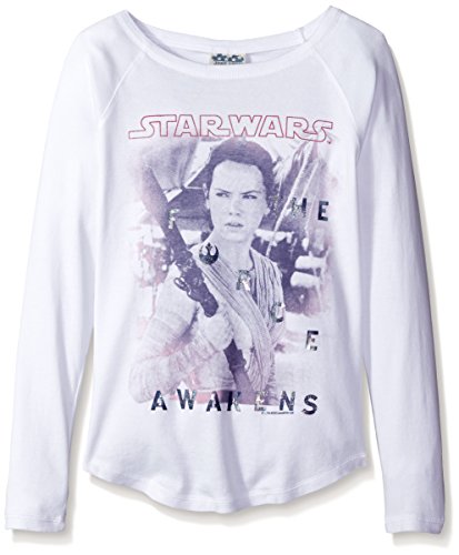 Star Wars Girls' Long Sleeve T-Shirt, Electric White, XX-Large/14/16