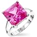 Gemstone CZ Rings - 8 Carat Princess Cut Pink Solitaire CZ Ring