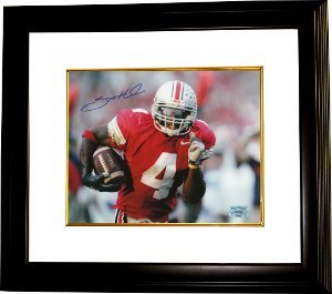Santonio Holmes signed Ohio State Buckeyes 8x10 Photo Custom Framed