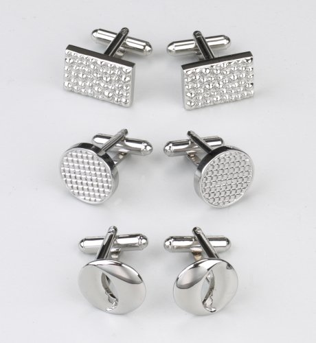 3 Pairs of Embossed Design Cufflinks