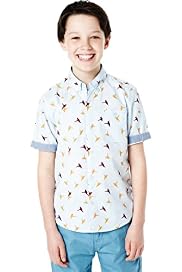 Pure Cotton Short Sleeve Hummingbird Print Shirt