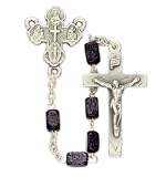 4x6mm Black Square Wood Rosary Beads 21" length