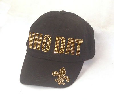 Gold Whodat Who Dat Black Baseball Hat Cap
