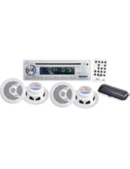 Pyle Plcd8mrkt Complete Marine Waterproof 4 Speaker Cd Usb Mp3 Combo