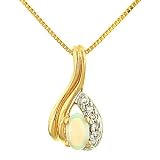 Opal(.20ct) & Pave Diamond(.04ct) Twist Pendant w/chn
