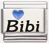 Bibi Dark Blue Heart Laser Name Italian Charm Link