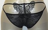 セクシーショーツ　蝶柄とリボン柄の２枚組セット　パンツスタイルでのチラ見せがキュート (（蝶）黒+（ﾘﾎﾞﾝ）黒)