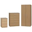 Wardrobe + Chest of Drawers + Bedside Cabinet - Oak Finish from WorldStores