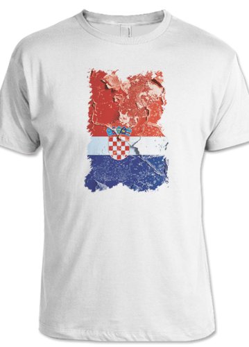 net-shirts KROATIEN VINTAGE FLAG SHIRT T-Shirt, Größe XL, Weiß