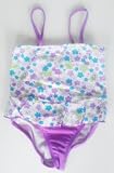 Toddler Girls 1PC Skirted Swimsuit - PurpleTurqLimeFlowers Sizes 2T-4T