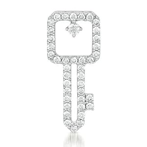 14k .45 Dwt Diamond White Gold Key Charm - JewelryWeb