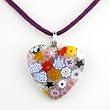 Handmade Heart Shaped Murano Pendant- Jenny with Purple Cord