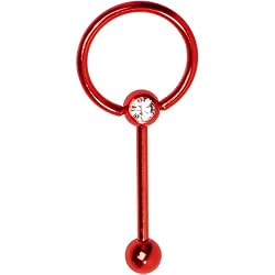 Red Electro Titanium Door Knocker Barbell Tongue Ring