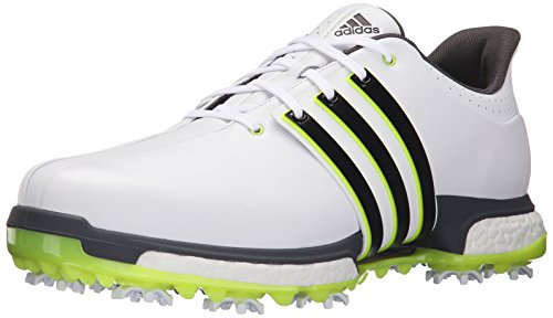 adidas Golf Men's Tour360 Boost Spiked Shoe, FTWR White/Core Black/Solar Yellow, 9.5 M US
