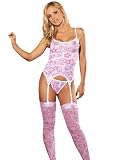 Heart Bustier g-String Includes Thigh Hi Stocking 3 Piece Set