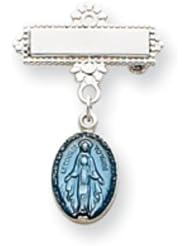 Sterling Silver Enameled Miraculous Medal Pin
