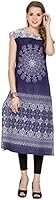 Vishudh Women's Straight Kurta (VNKU004074_Navy Blue_Medium)