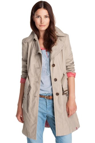 edc by ESPRIT Damen Trench Coat Regular Fit, 032CC1G013, Gr. 40 (L), Beige (sahara beige 2 Preisvergleich