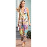 Misses Oneworld Sleeveless Multi Sublimation Maxi Dress