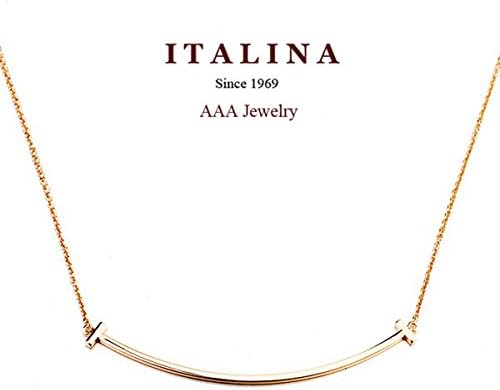 Y2CGems Italina Rigant Brand Smile Necklace Real Gold Plated Letter T Shaped Clavicle Chain Necklace for Women mexican silver jewelry