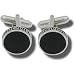 Geoffrey Beene Polished Nickel Black Epoxy Cufflinks with Chain link design Trim