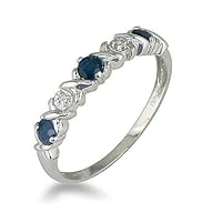 Sapphire and Diamond Band in 10k White Gold