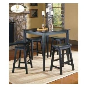 Home Elegance 5302BK Saddleback Collection 5 Piece Pub Dining Room Set Black Sand-Through Finish