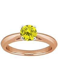 0.80 Ct Round Canary SI1/SI2 Diamond 18K Rose Gold Ring