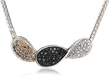 Sterling Silver Black, Brown and White Diamond (1.5cttw) Necklace, (1.5 cttw)