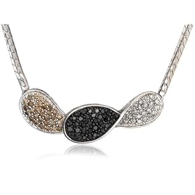 Sterling Silver 1 1/2 cttw Black, Brown and White Diamond Necklace