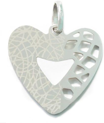 One Heart Two Souls Rhodium Plate Sterling Silver Pendant Made in Italy