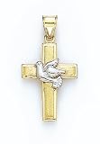 14K 2-TONE CROSS W/ DOVE - GH16862