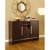 Dining Room Server Sideboard Buffet with Wine Storage , Cappuccino Finish