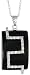 14k White Gold 18 in. Thin Chain & 13/16 in. (21mm) tall Rectangular Black Onyx Pendant, w/ 0.19 Carat Brilliant Cut Diamonds
