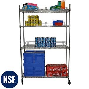 TRINITY NSF Heavy Duty Industrial 4-Tier Black Wire Shelving Rack 48
