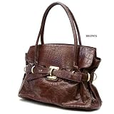 Brown Hannah Faux Croc Leather Tote Bag Purse Handbag